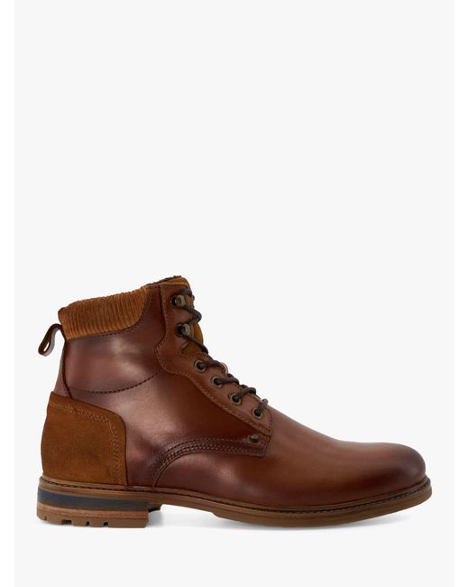 Dune Brown Coltonn Leather Boots for men