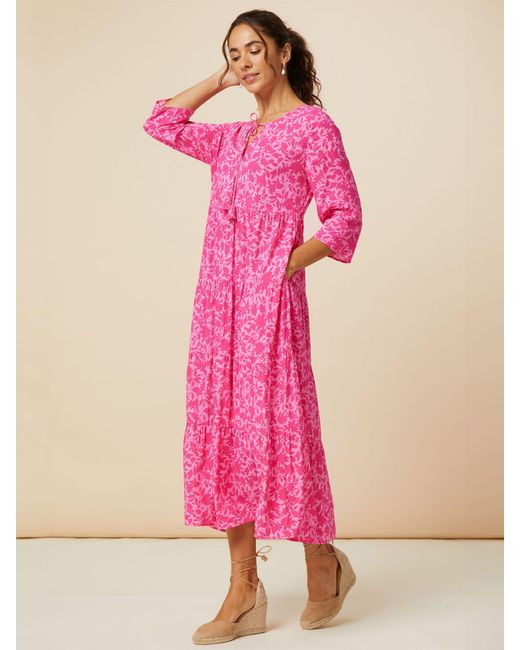 Aspiga Pink Emma Tiered Midi Dress
