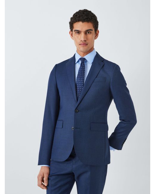 John Lewis Blue Clarendon Regular Fit Wool Suit Jacket for men
