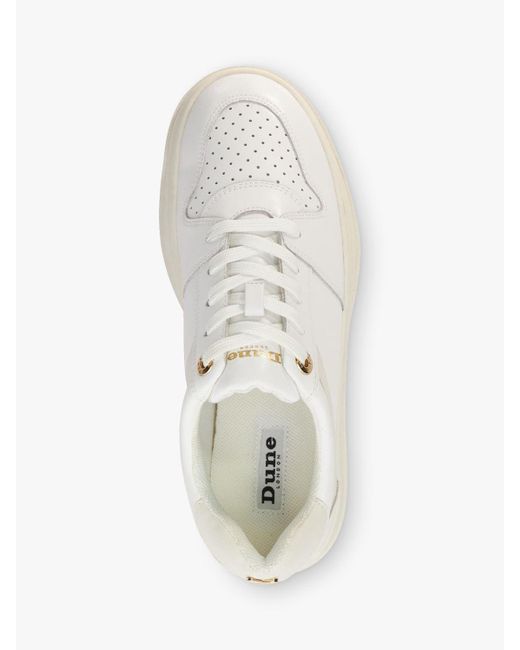 Dune White Emmelie Leather Sporty Flatform Trainers