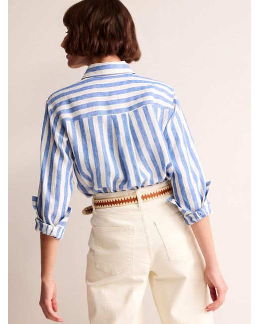 Boden Blue Connie Striped Linen Shirt
