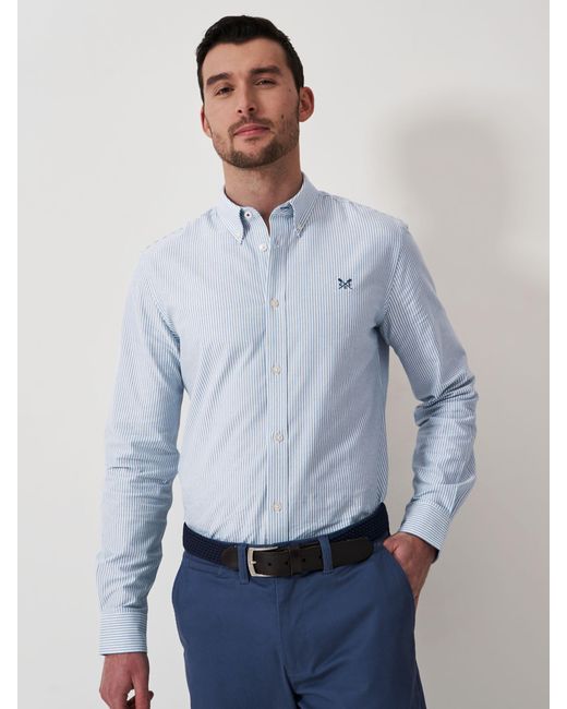 Crew Blue Oxford Stripe Cotton Shirt for men