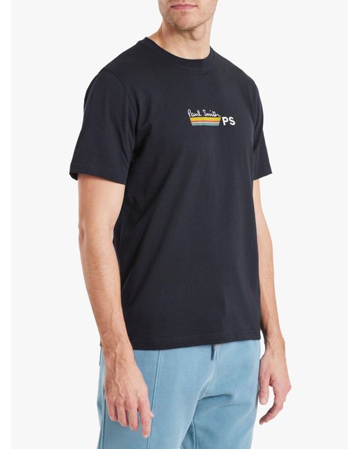 Paul Smith Black Regular Fit Stripe Logo T-shirt for men