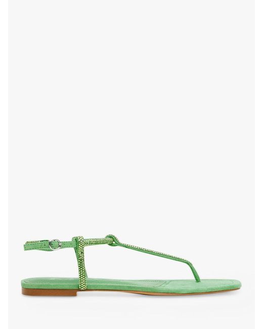 Mango Tubi Rhinestone Footbed Sandals in Green | Lyst UK