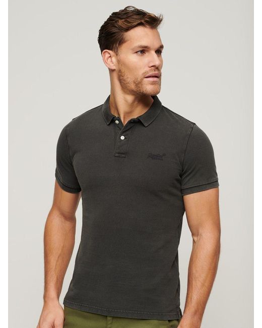 Superdry Gray Destroyed Polo Shirt for men