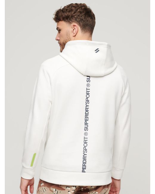 Superdry White Tech Logo Loose Hoodie for men