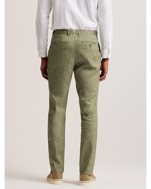 Ted Baker Green Majo Linen Blend Trousers for men