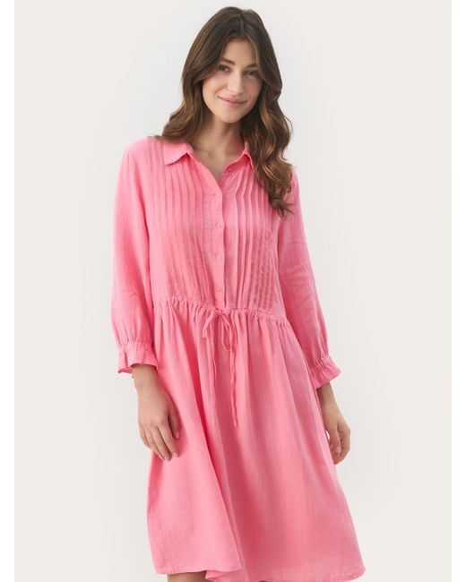 Part Two Pink Sallie Linen Dress