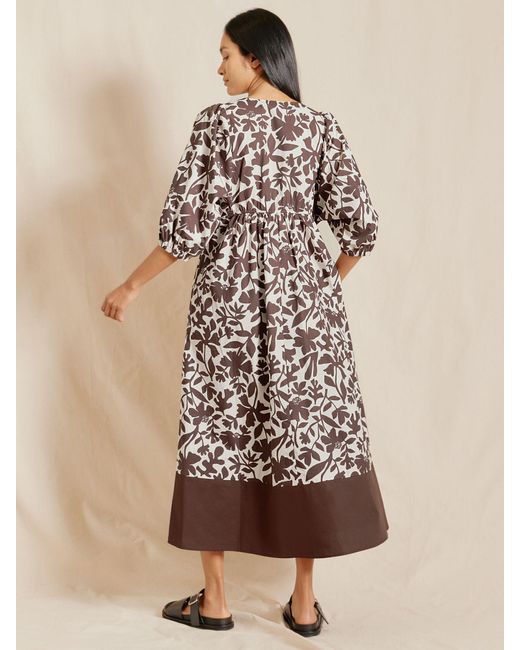 Albaray Natural Cut Out Organic Cotton Midi Floral Dress