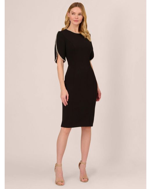 Adrianna Papell Natural Knit Crepe Pearl Dress