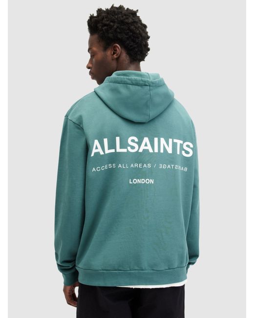 AllSaints Green Access Organic Cotton Hoodie for men