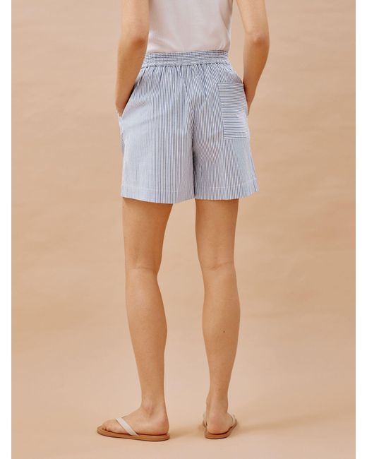 Albaray Blue Ticking Stripe Organic Cotton Shorts