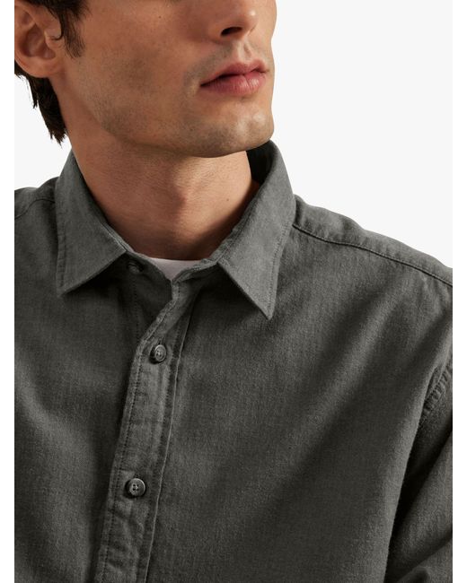 SELECTED Gray Owen Recycled Cotton Flannel Shirt for men
