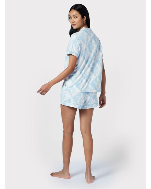 Chelsea Peers Blue Tiled Turtle Print Short Pyjamas