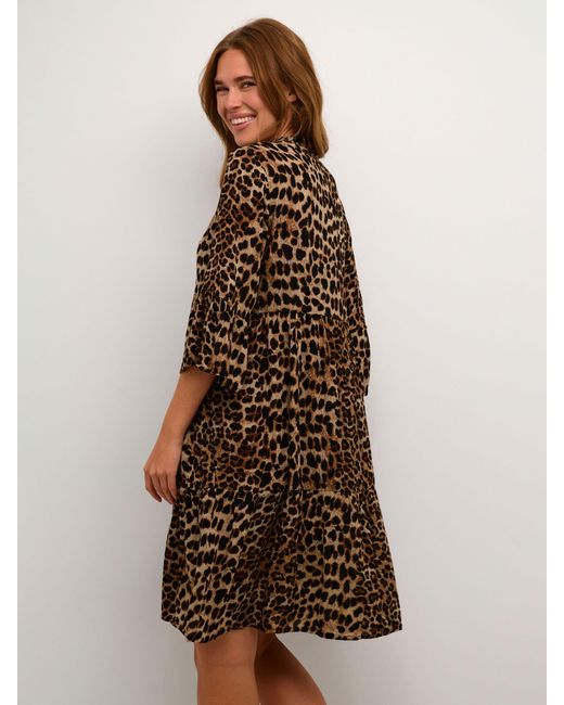 Kaffe Brown Hera Amber Leopard Print Dress