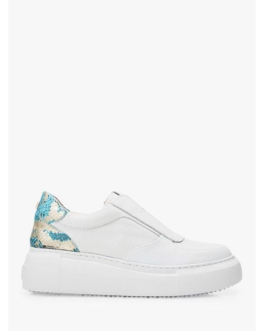 Moda In Pelle White Althea Slip On Leather Wedge Trainers