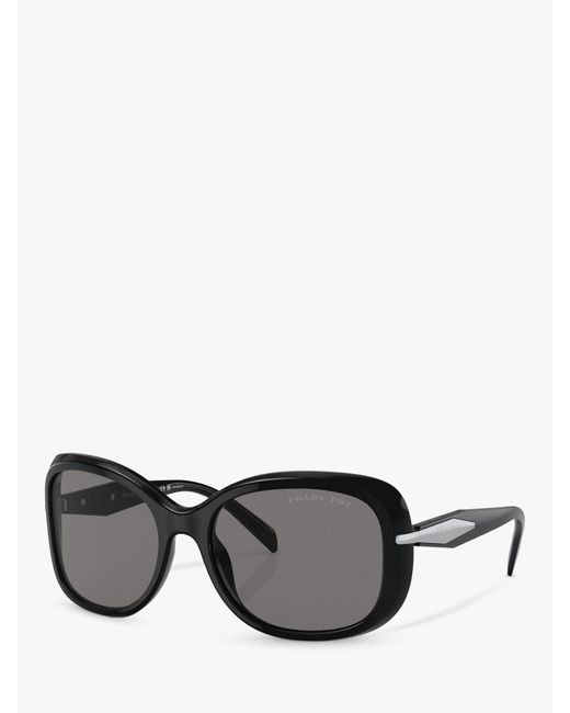 Prada Gray Pr 04zs Polarised Rectangular Sunglasses