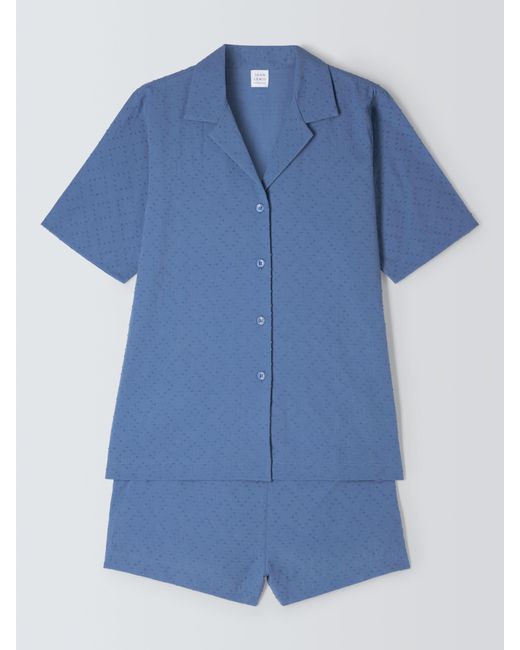 John Lewis Blue Diamond Shirt Short Pyjama Set