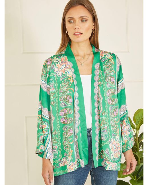 Yumi' Green Mela London Paisley Print Kimono