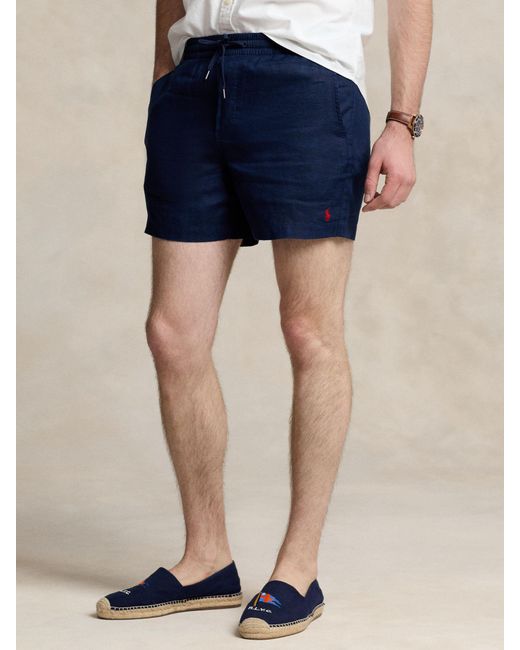 Ralph Lauren Blue Polo Prepseter Linen Shorts for men