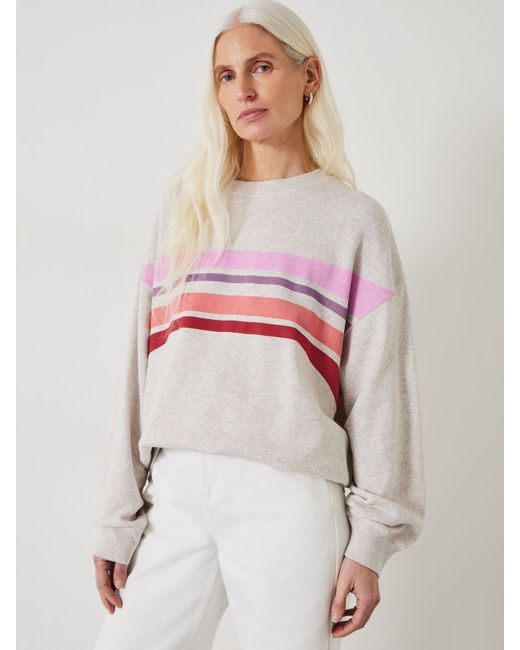 Hush Pink Eden Stripe Oversized Cotton Sweatshirt