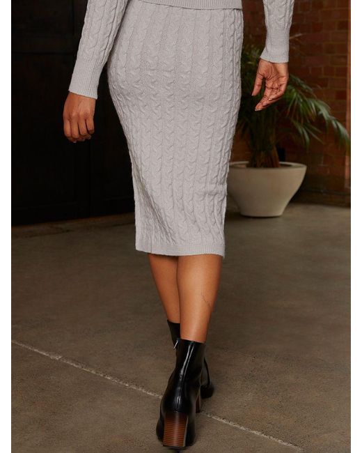Chi Chi London Brown Cable Knit Tube Skirt