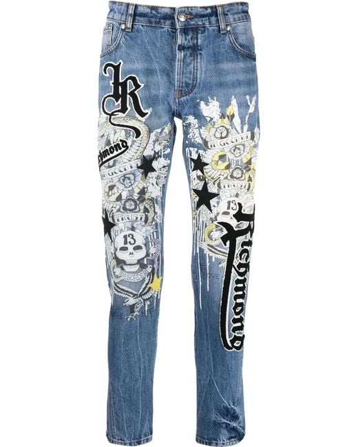 John Richmond Jeans With Tattoo Print in Blue for Men | Lyst