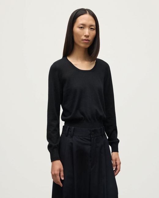 Johnstons Blue Ella Scoop Neck Superfine Cashmere Jumper