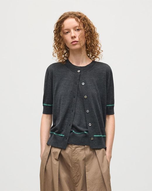 Johnstons Gray Brae Dark Merino Short Sleeve Cardigan
