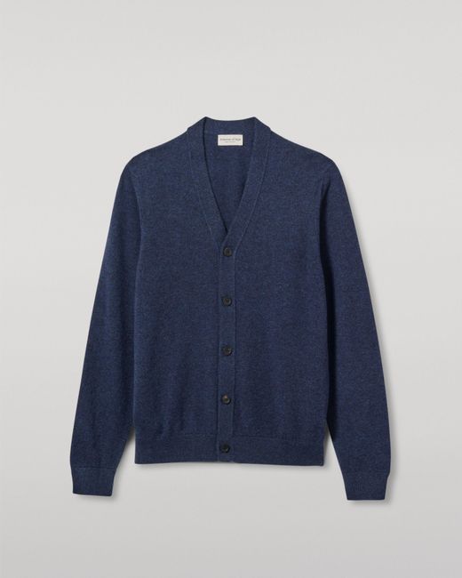Johnstons Blue Rory Classic Cashmere Cardigan for men