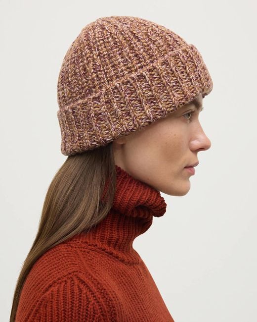 Johnstons Brown Half Cardigan Stich Cashmere Beanie