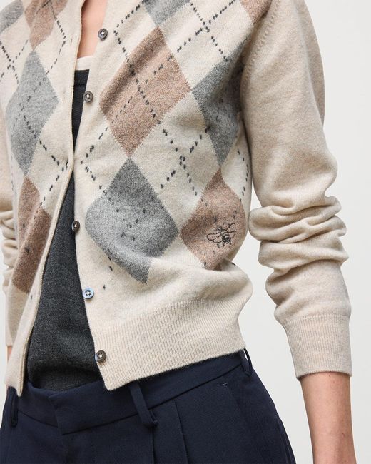 Johnstons Blue Clan Argyle Cashmere Cardigan