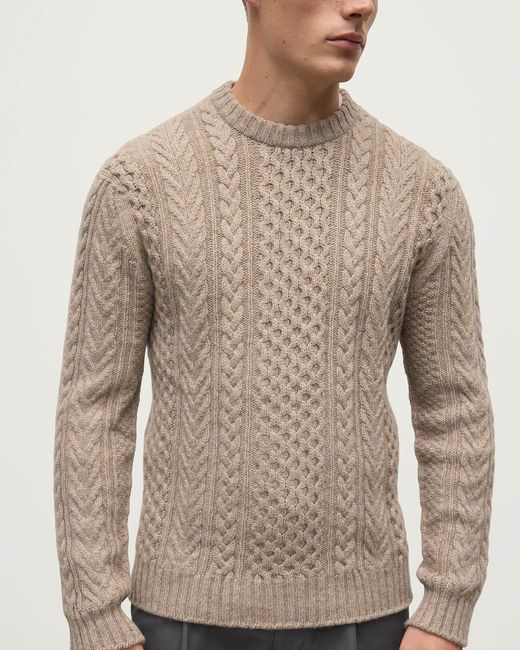 Johnstons Natural Aran Cable Light Cashmere Jumper for men