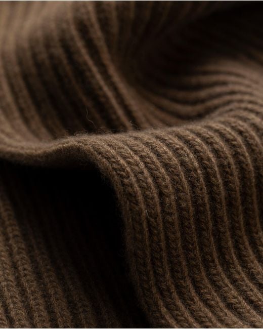 Johnstons Brown Lovat Ribbed Cashmere Scarf
