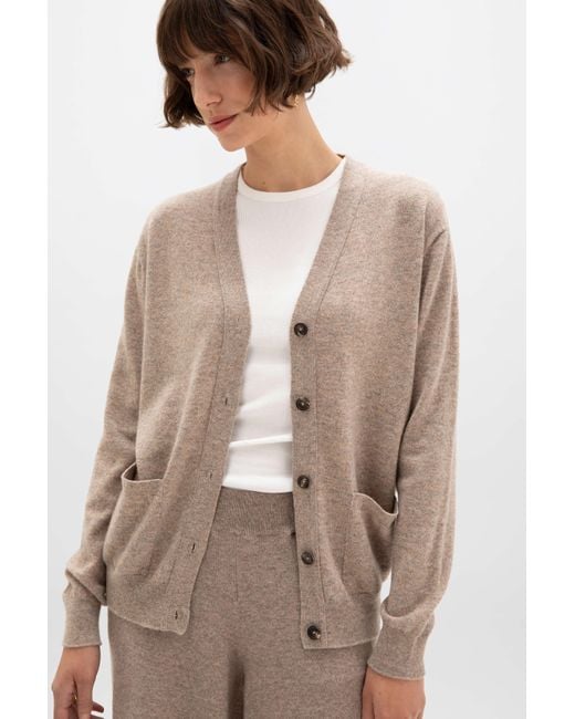 Johnstons Natural Cashmere Boyfriend Cardigan