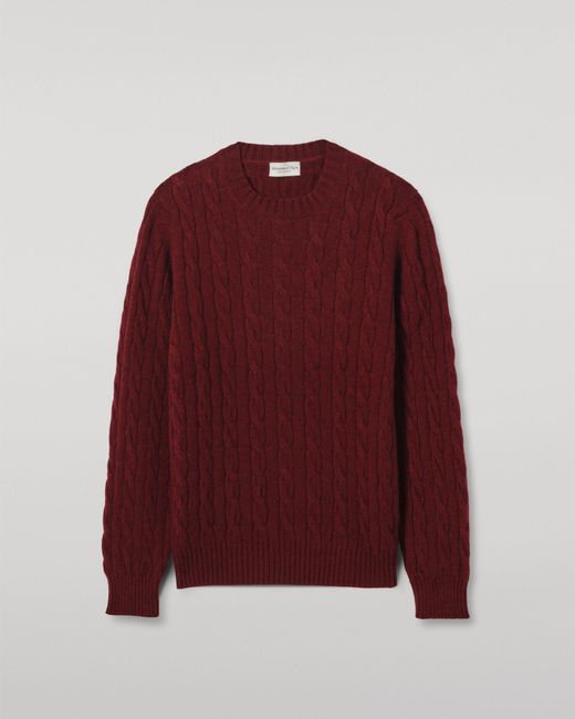 Johnstons Red Calder Dark Cashmere Cable Jumper