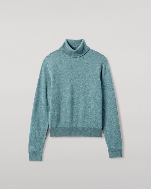 Johnstons Blue Cashmere Roll Neck Jumper