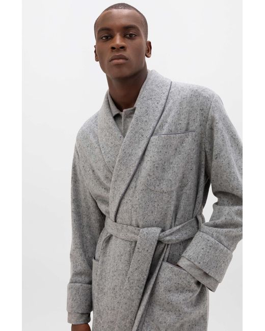 Johnstons Gray Donegal Cashmere Dressing Gown for men