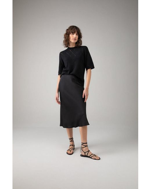 Johnstons Black Pointelle Cashmere T-Shirt