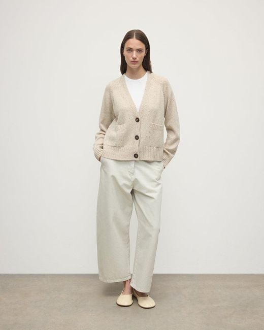 Johnstons White Donegal Cashmere V Neck Cardigan