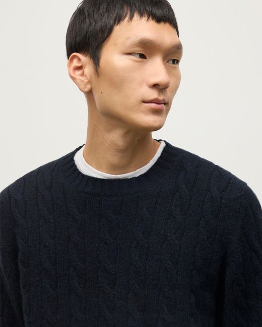 Johnstons Gray Calder Dark Cable Cashmere Jumper