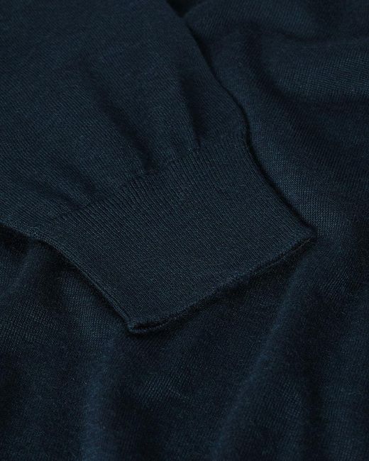 Johnstons Blue Superfine Cashmere Dark Roll Neck Jumper for men