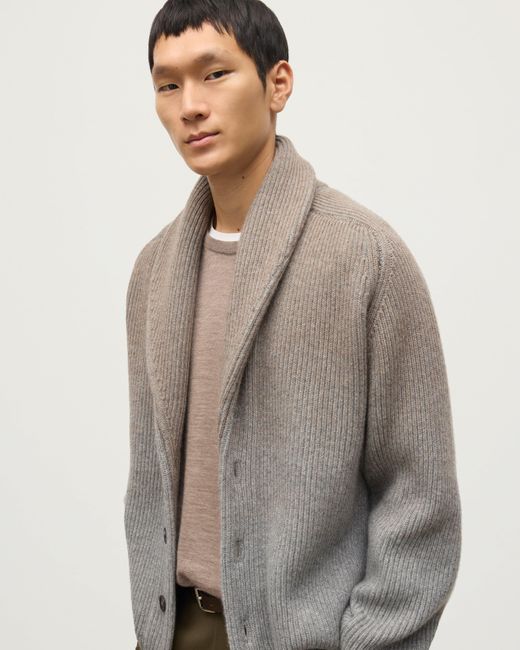 Johnstons Natural Pioneer Light To Shawl Collar Cashmere Cardigan for men