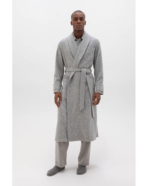 Johnstons Gray Donegal Cashmere Dressing Gown for men