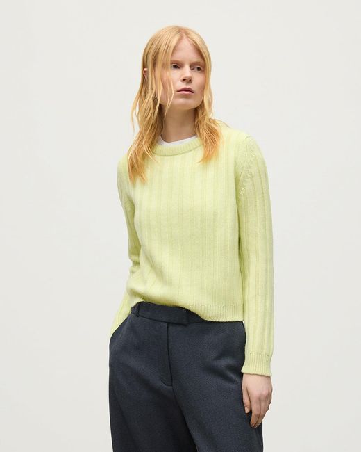 Johnstons Yellow Lecht Cashmere Crew Jumper