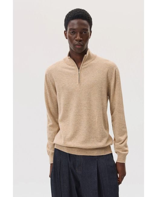 Johnstons Natural Classic Cashmere Zip Neck Jumper