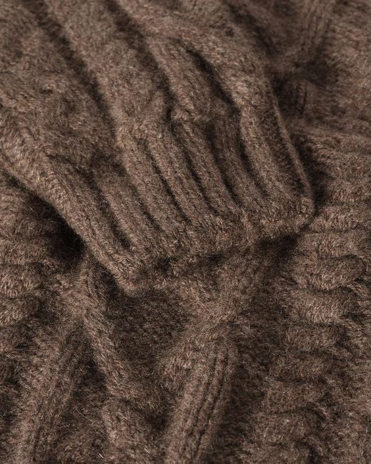 Johnstons Brown Macdonald Aran Cable Cashmere Jumper