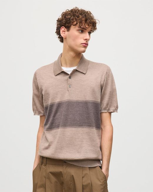 Johnstons Natural Mack Superfine Cashmere Polo Shirt for men
