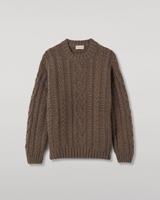 Johnstons Brown Macdonald Aran Cable Cashmere Jumper