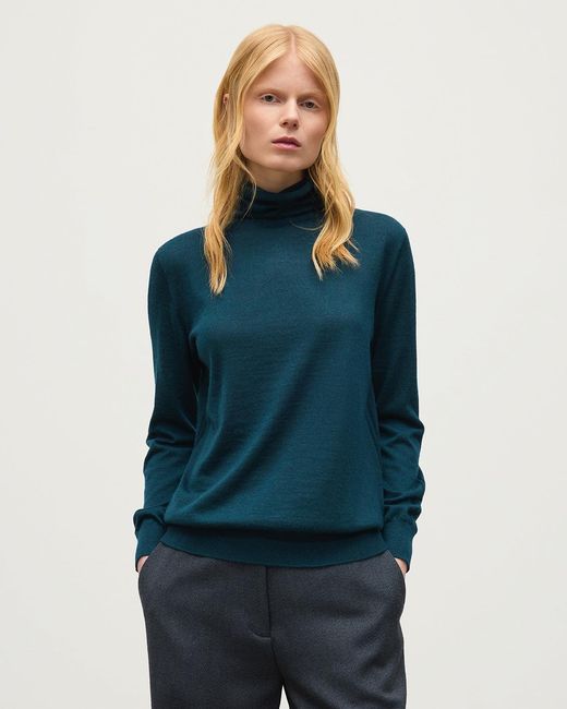 Johnstons Blue Beatrice Funnel Neck Superfine Cashmere Jumper